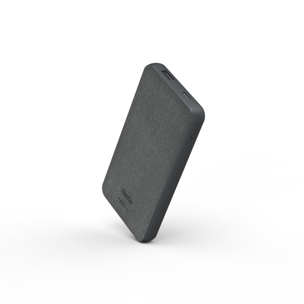 Hama power pack fabric 10 10000mah 2 sorties : USB-C USB-A gris