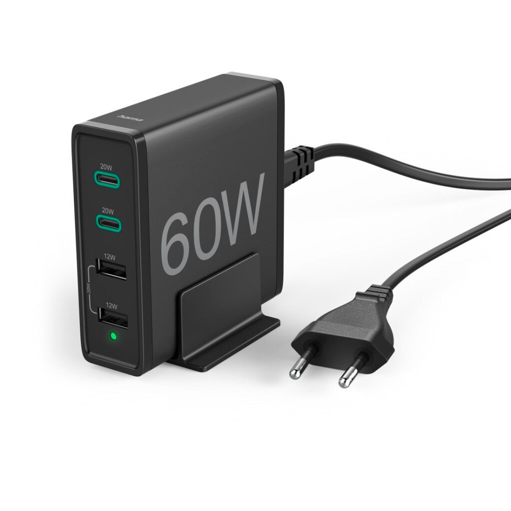 Hama chargeur rapide 4 ports 2x USB-C PD QC 2x USB-A 60 W noir