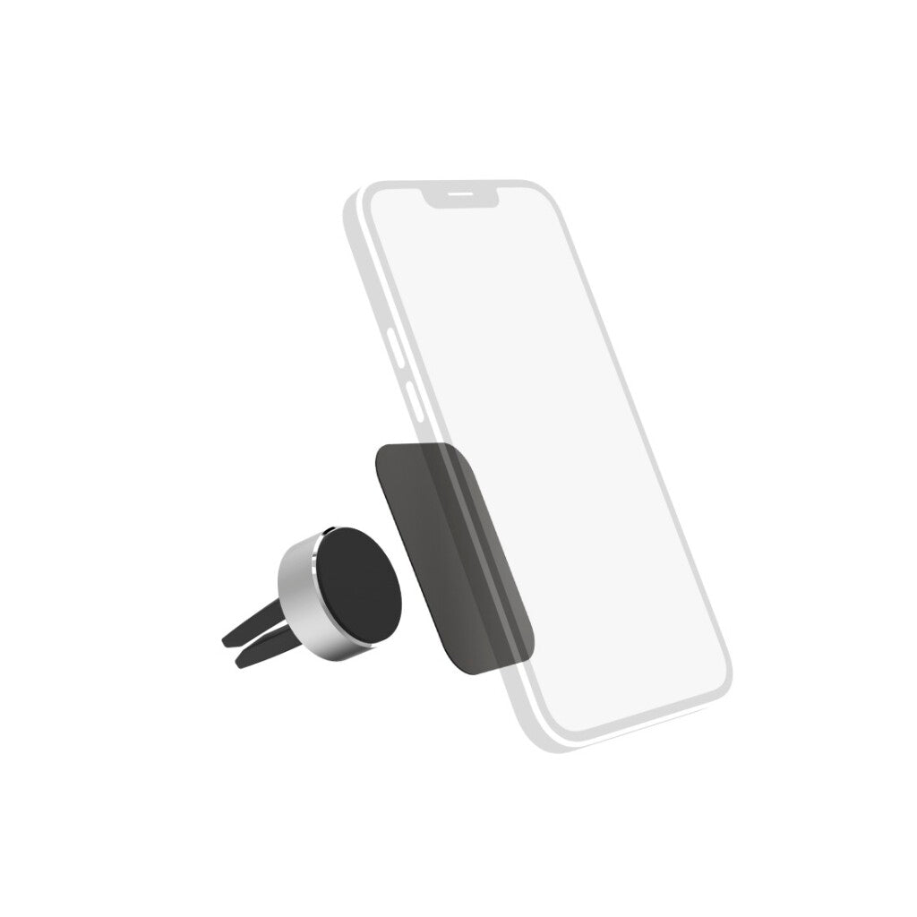 Support de téléphone portable Hama pour aimant de voiture en aluminium pour grille d'aération. Rotation à 360 degrés. uni.