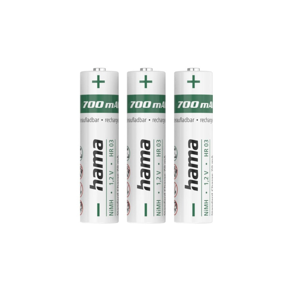 Hama piles nimh aaa micro 700 mah 1,2v 3 pièces