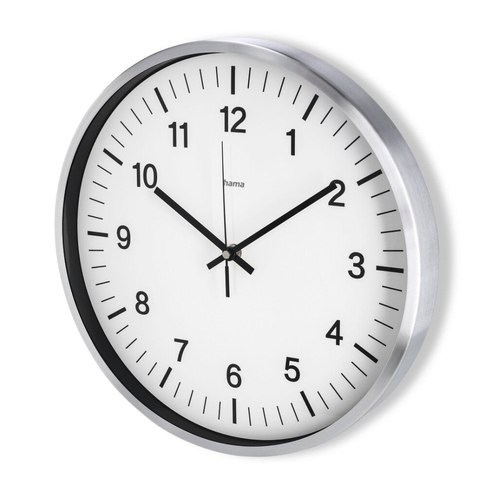 Hama horloge murale radiocommandée brillant ø 35cm aluminium