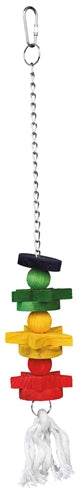Jouet oiseau Trixie sur chaîne avec corde en bois, multicolore