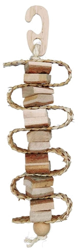 Jouet Trixie en bois d'écorce sur corde de sisal