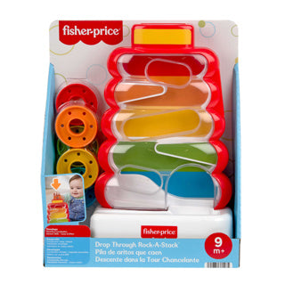 Anneaux roulants Fisher-Price dans une tour d'empilage bancale