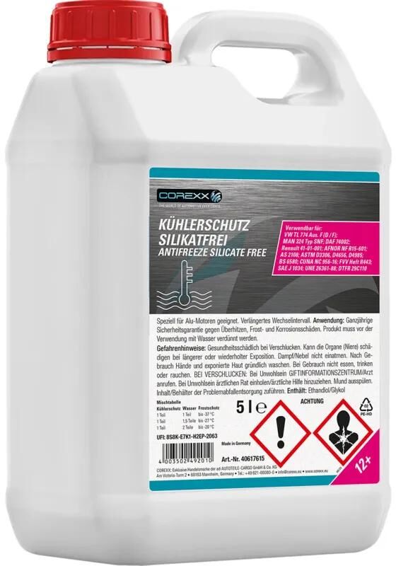 Corexx produit de protection radiateur sans silicates g12+ antigel sans silicates (g12+) 5l