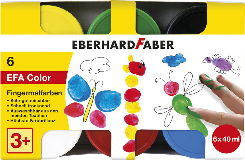 Eberhard faber ef-578606 peinture au doigt 6 couleurs 6x40ml