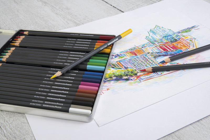 Eberhard faber ef-516124 crayons de couleur étui en métal de 24 pièces