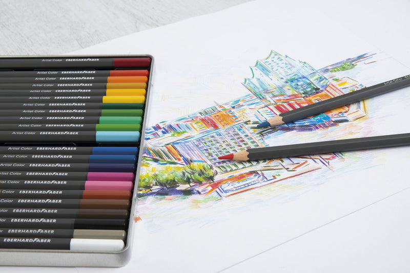 Eberhard faber ef-516124 crayons de couleur étui en métal de 24 pièces