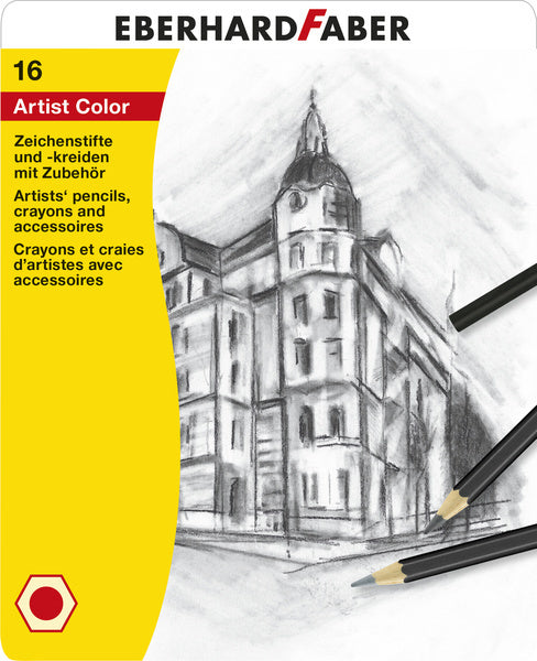Eberhard faber ef-516916 ensemble de dessins efa boîte en fer blanc 16 pièces