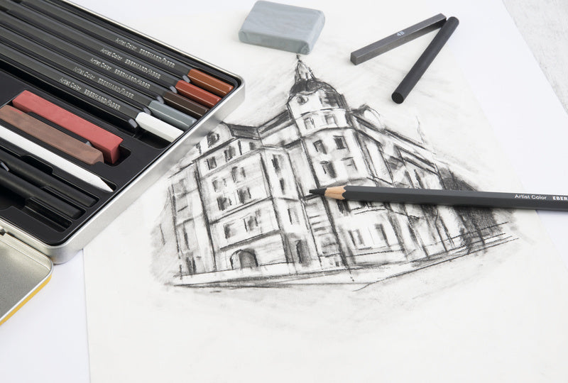 Eberhard faber ef-516916 ensemble de dessins efa boîte en fer blanc 16 pièces