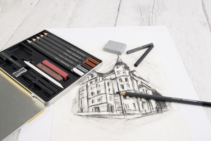 Eberhard faber ef-516916 ensemble de dessins efa boîte en fer blanc 16 pièces