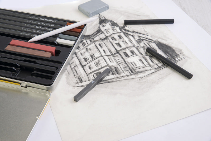 Eberhard faber ef-516916 ensemble de dessins efa boîte en fer blanc 16 pièces