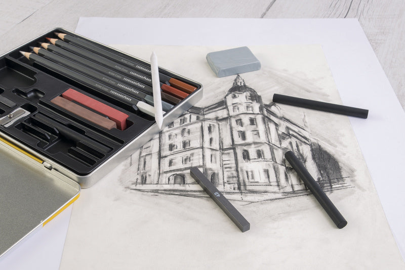 Eberhard faber ef-516916 ensemble de dessins efa boîte en fer blanc 16 pièces