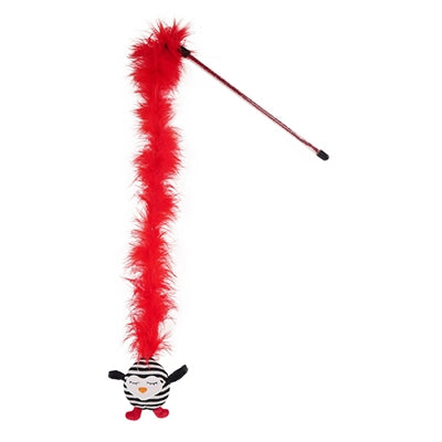 Canne à chat en palissandre pingouin rayé avec plume