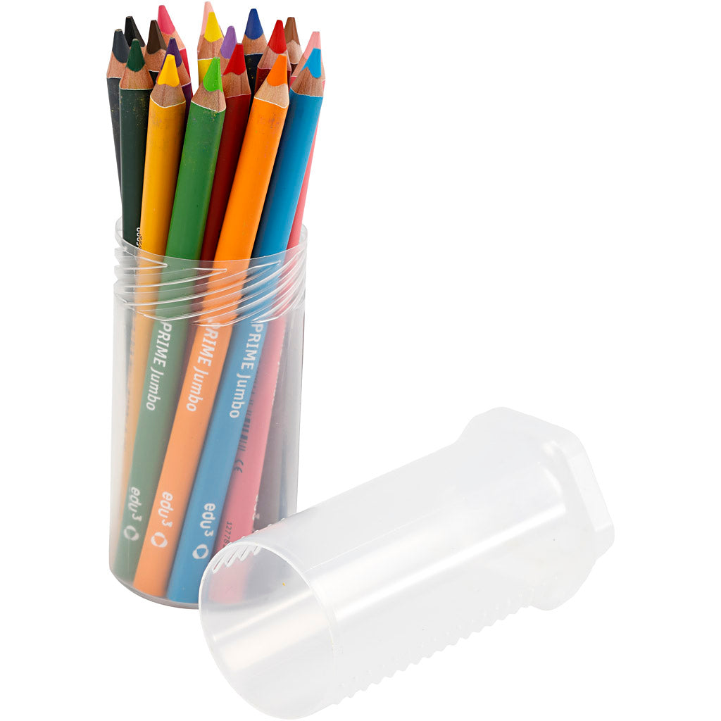 Crayon de couleur Edu3 edu jumbo, épaisseur 10 mm, mine 6,25 mm, différentes couleurs, 18 pièces 1 boîte