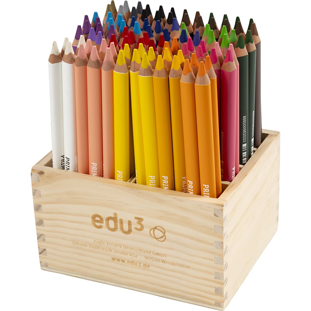 Crayon de couleur Edu3 edu jumbo, épaisseur 10 mm, mine 6,25 mm, différentes couleurs, 96 pièces 1 boîte