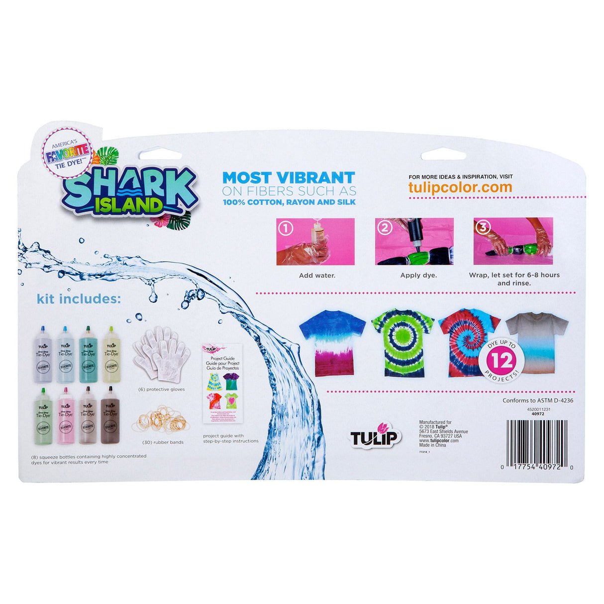 Tulipe tie-dye en une étape tulipe • kit tie-dye shark island 8 couleurs
