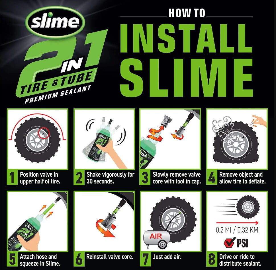 Slime 2-en-1 pneus chambres à air agent anti-crevaison 473 ml