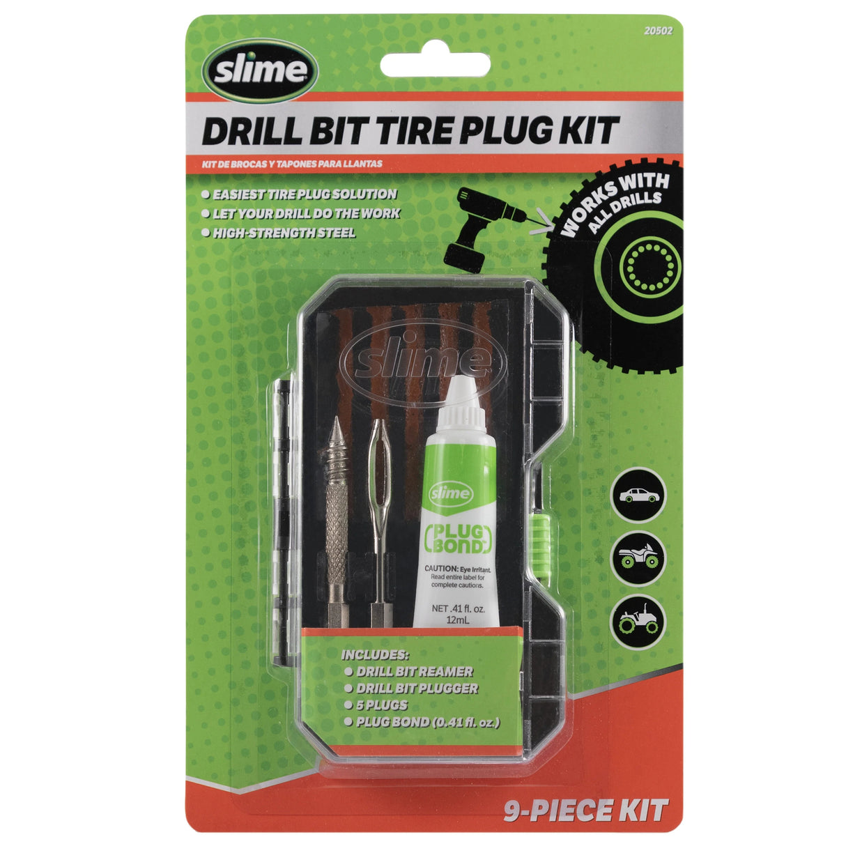 Kit de réparation de pneus Slime Drill pour pneus tout-terrain