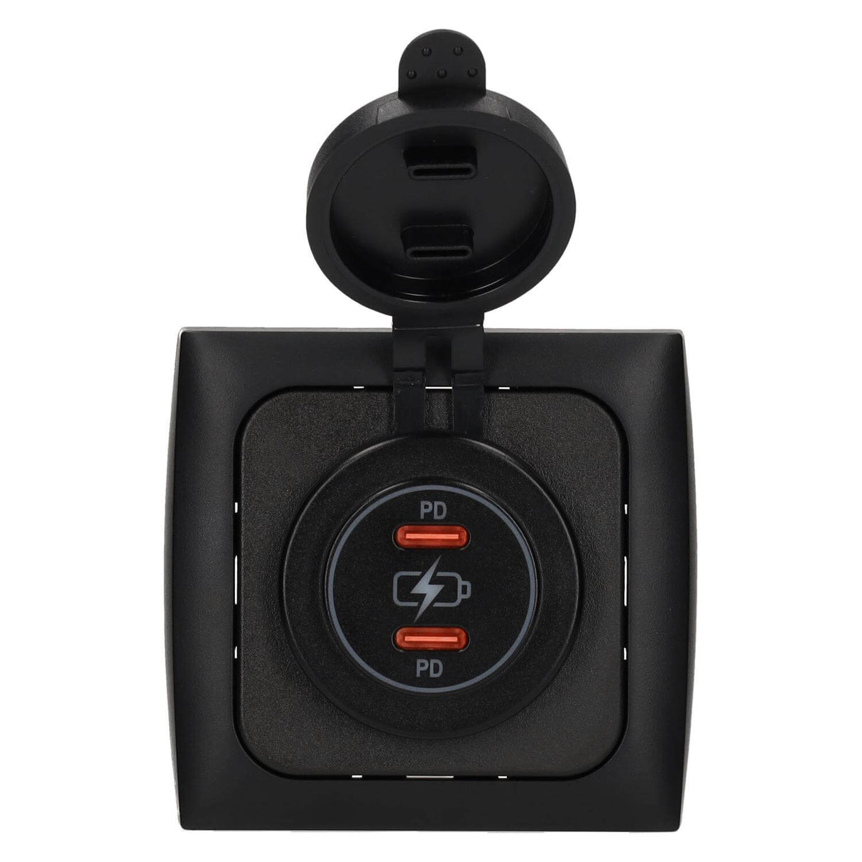 C-line power line 2x usb-c pd 36w lader met opal afdekraam zwart - zonder verkoopverpakking