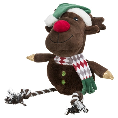 Trixie Renne de Noël avec pattes en corde de soie en coton peluche