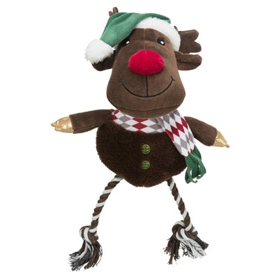Trixie Renne de Noël avec pattes en corde de soie en coton peluche