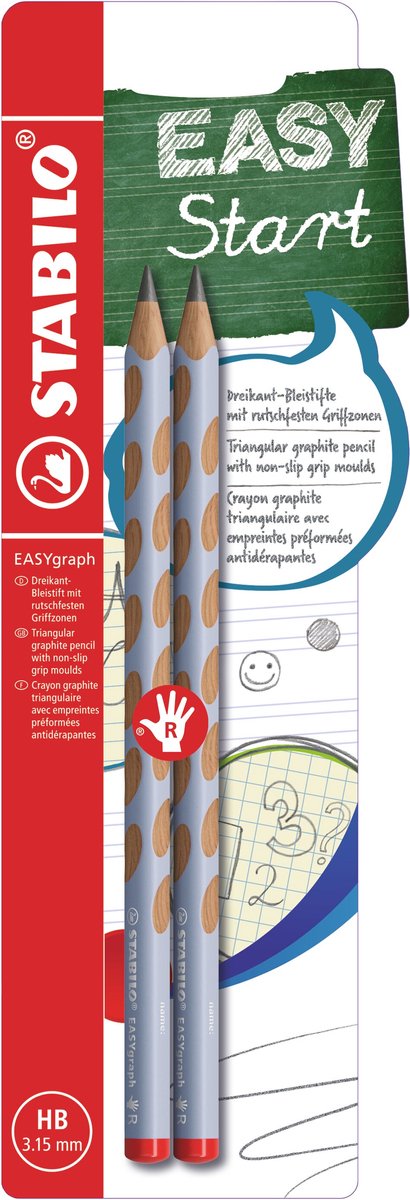 Crayons graphite Stabilo easygraph pastel hb pour droitier bleu - 2 pcs.