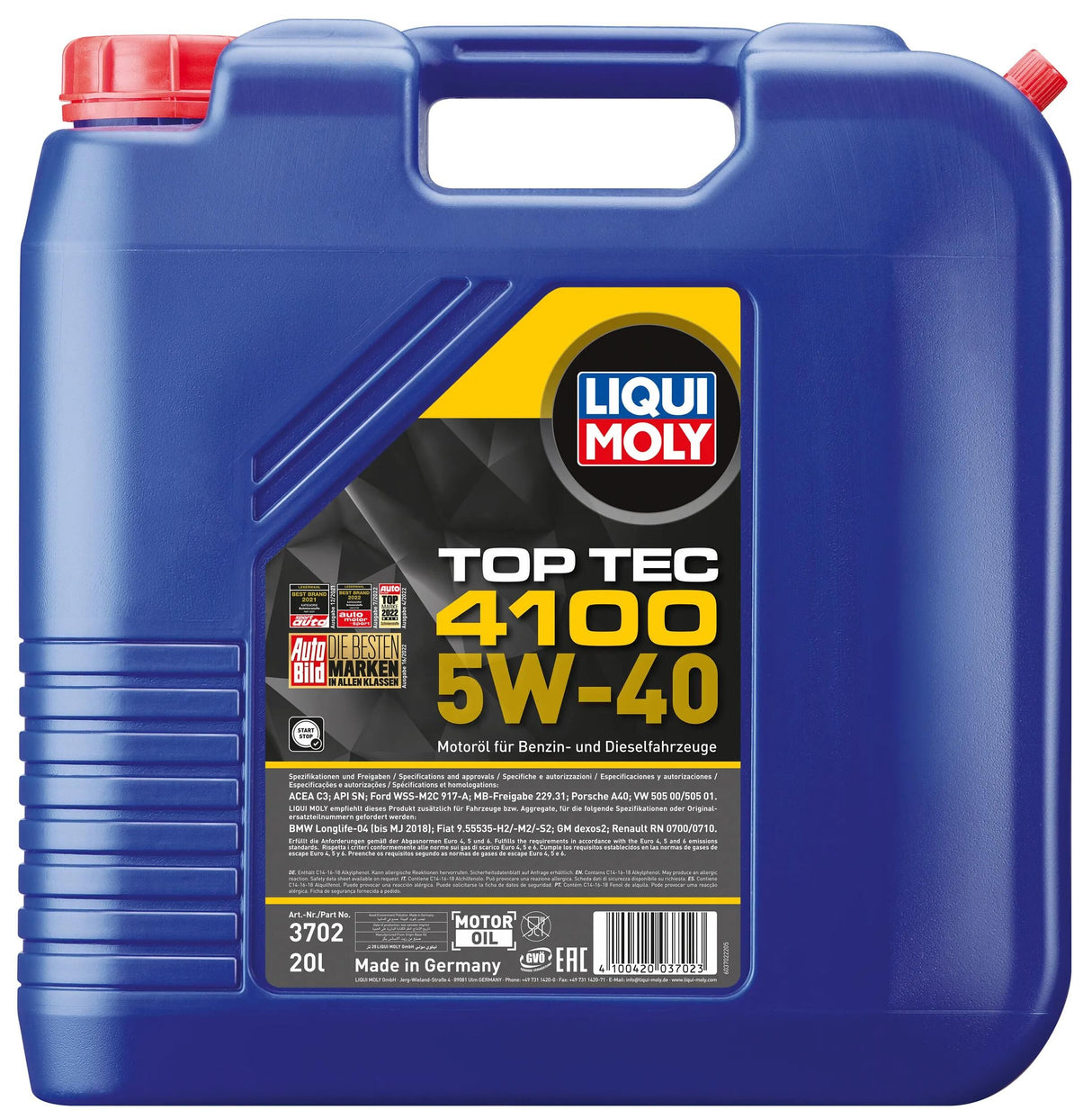 Huile moteur Liqui moly top tec 4100. top tec 4100 20l 5w-40