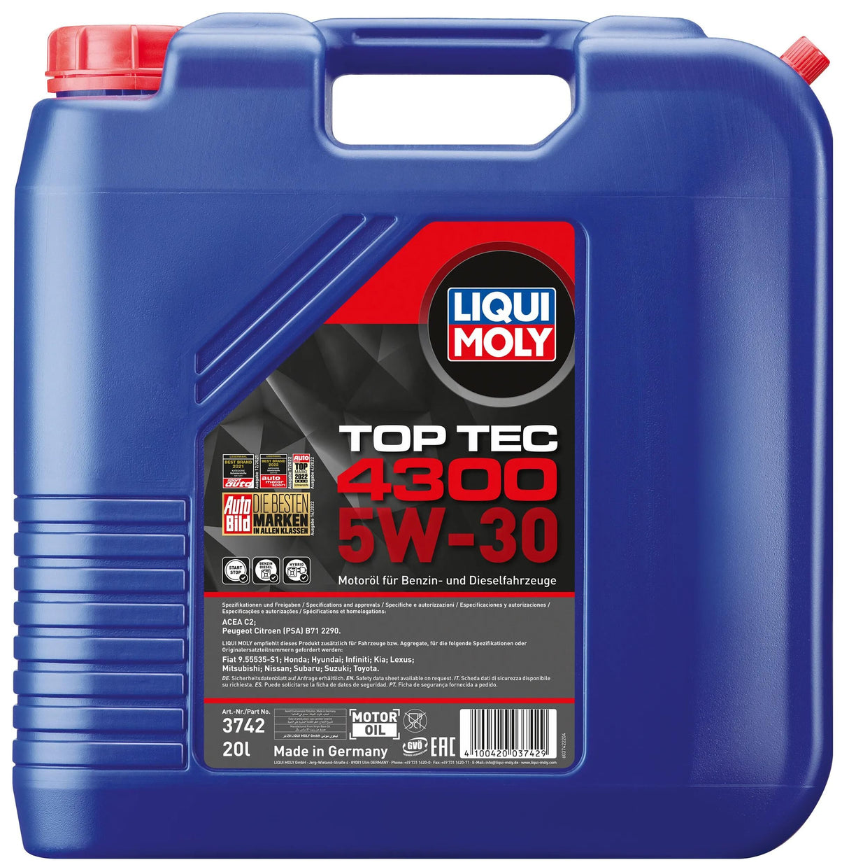 Huile moteur Liqui Moly Top Tec 4300. toptec 4300 20l 5w-30