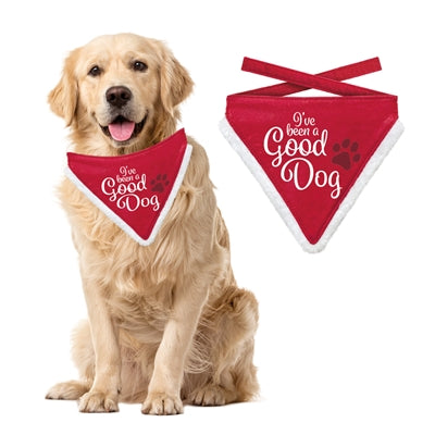 Beaucoup de cadeaux bandana de Noël bon chien rouge