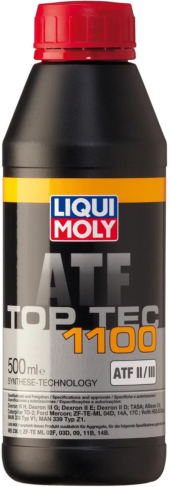 Huile hydraulique Liqui Moly Top Tec Atf 1100. bouteille d'eau en plastique getr-oel toptec atf1100