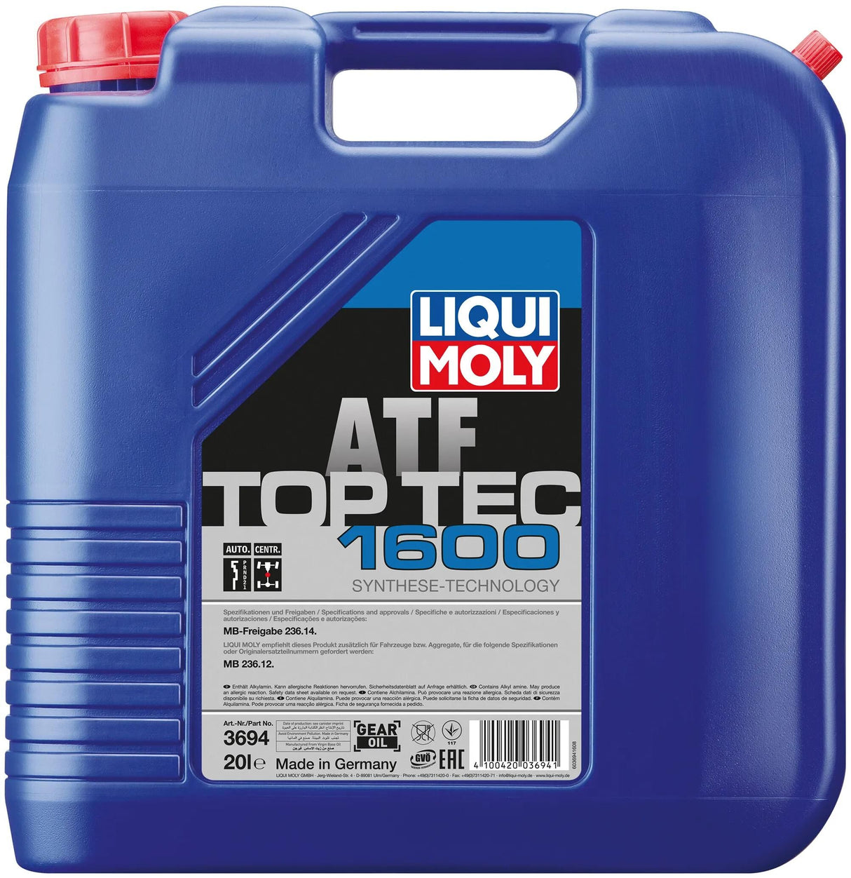 Liqui moly huile de transmission top tec atf 1600 top tec atf 1600 bidon 20l