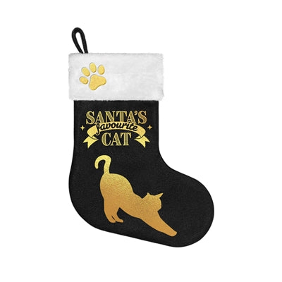 Plenty Gifts Chaussette de Noël Le chat préféré du Père Noël noir