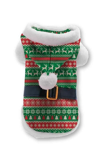 Plenty Gifts Manteau de Noël pour chien imprimé rayé rouge vert