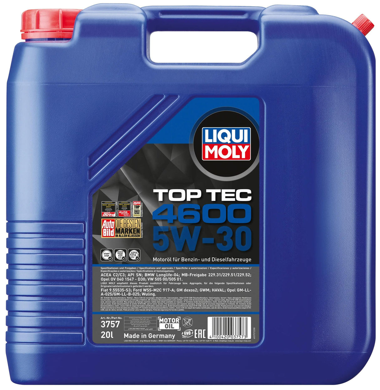 Huile moteur Liqui moly top tec 4600. huile moteur 5w30 20l top tec 4600