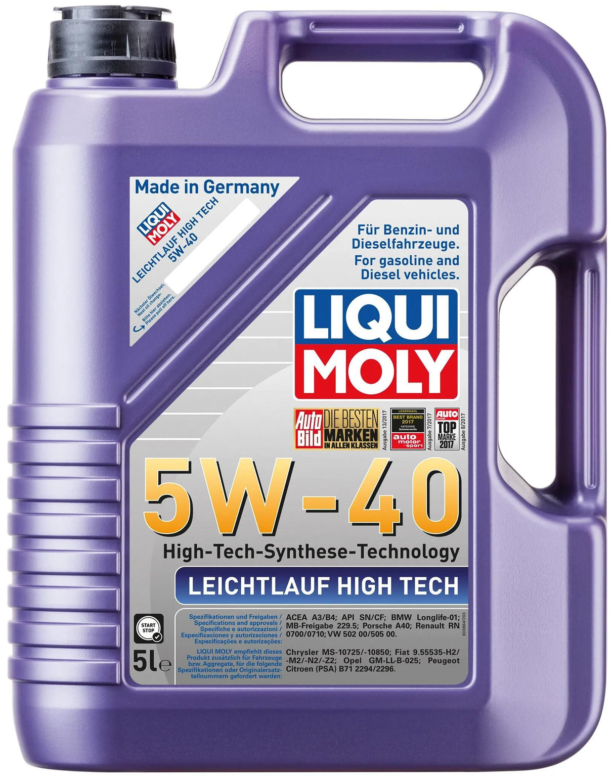 Huile moteur Liqui Moly Leichtlauf High Tech Leichtl. haute technologie 5w40 lm 5 litres.