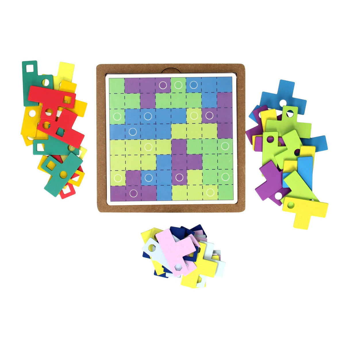 ensemble de puzzle tangram en bois arc-en-ciel, 64 pièces.