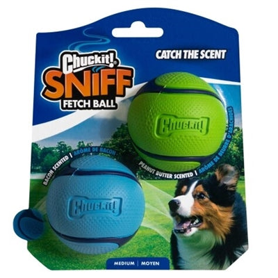 Chuckit ! sniff fetch ball m - 2-pack - bacon beurre de cacahuète - balles à rapporter parfumées - ball dog