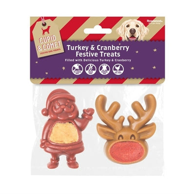 Père Noël et renne en peluche festifs de la comète Cupidon