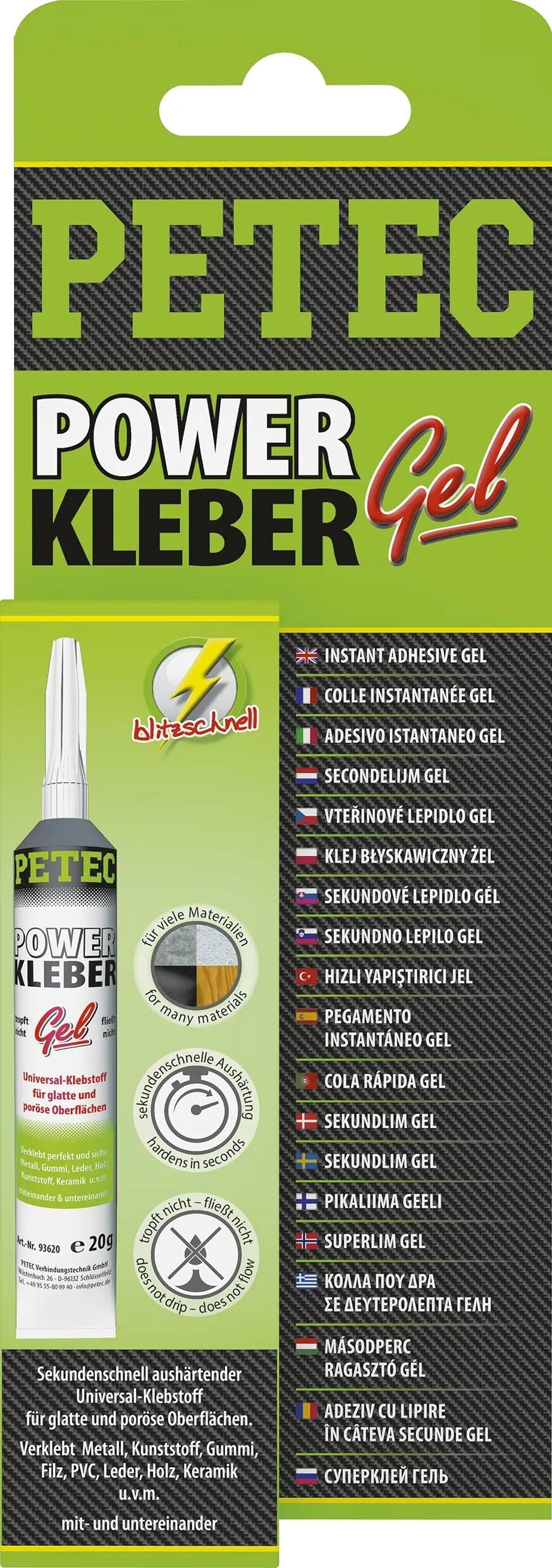 Petec colle universelle power kleber gel univ. tube adhésif 20g SB