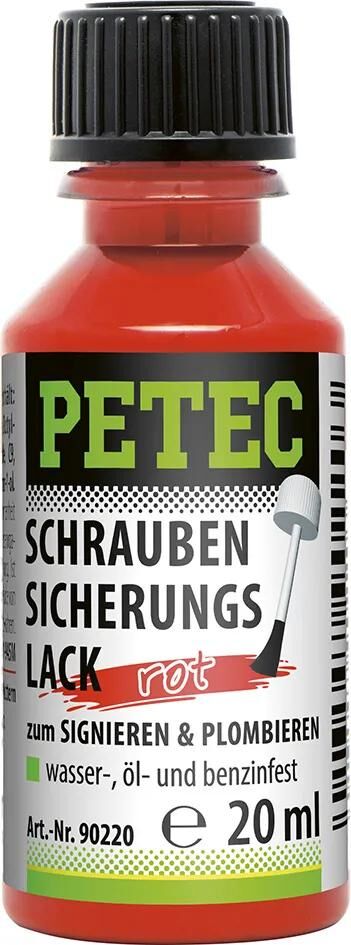 Petec vis de sécurité laque vernis de sécurité rouge 20ml