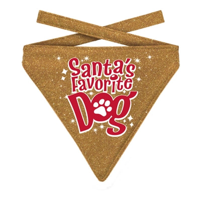 Plenty Gifts Bandana de Noël Le chien préféré du Père Noël pailleté doré