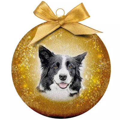 Plenty Gifts Boule de Noël givrée Border Collie jaune