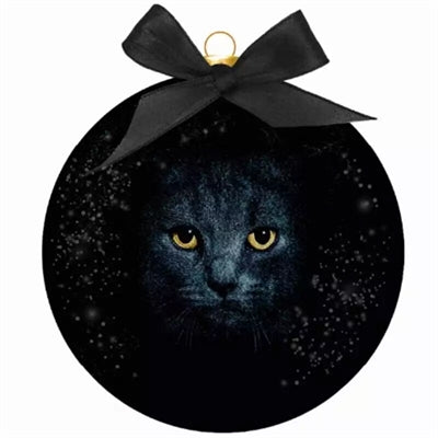 Plenty Gifts Boule de Noël givrée yeux de chat noirs noirs
