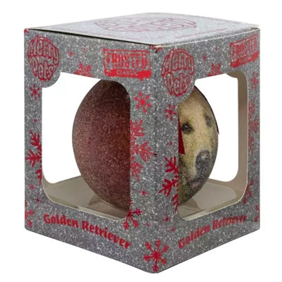 Plenty Gifts Boule de Noël givrée Golden Retriever rouge