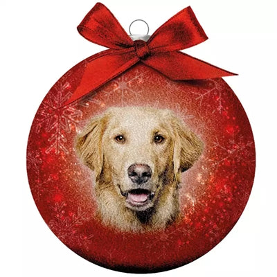 Plenty Gifts Boule de Noël givrée Golden Retriever rouge