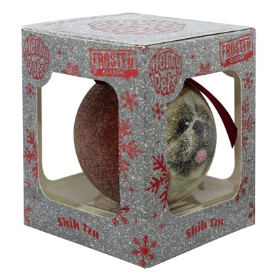 Plenty Gifts Boule de Noël givrée Shih Tzu rouge