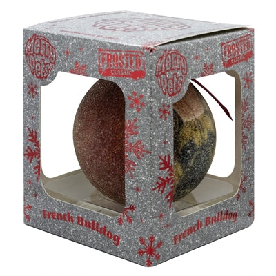 Plenty Gifts Boule de Noël givrée bouledogue français rouge