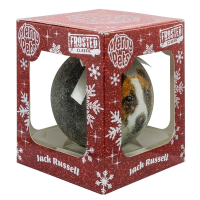 Plenty Gifts Boule de Noël givrée Jack Russel argent
