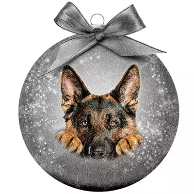 Plenty Gifts Boule de Noël givrée Berger allemand argent